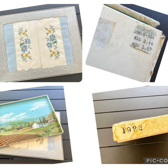 Vintage Floral Embroidered standard pillowcases 1923 Antique - Picture 1 of 8